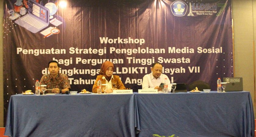 Workshop Penguatan Strategi Pengelolan Media Sosial bagi Perguruan Tinggi Swasta di Lingkungan LLDIKTI Wilayah VII Tahun 2024 Angkatan 1.